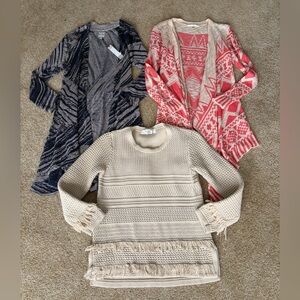 Stylish Women's Sweater Bundle - Cream, Pink, and Blue - Size M